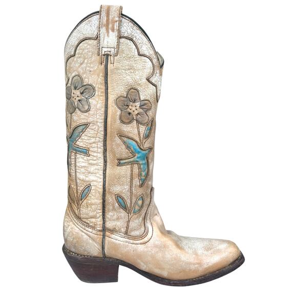 Bed Stu Women’s Valencia Distressed Floral Cowgirl Boot Size US 7 - Picture 4 of 11